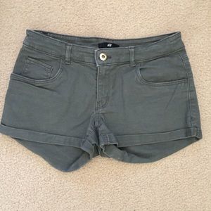 H&M Distressed Green Shorts